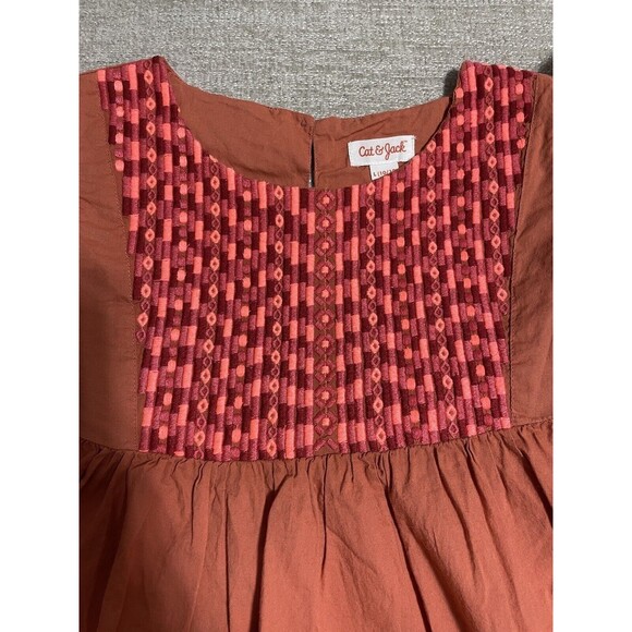 Cat and Jack Top Girls L 10/12 Pink Orange Knit Cotton Desgin - Picture 2 of 12